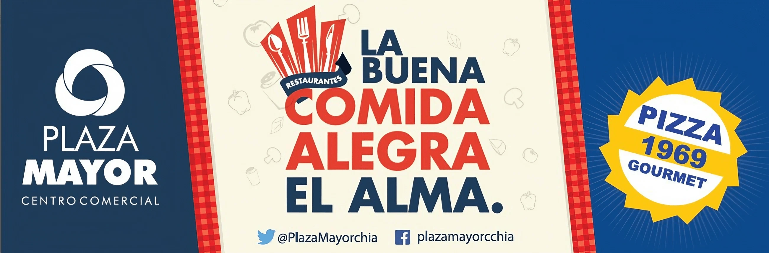 Plaza mayor banner la buena comida alegra el alma — Andrés Rodríguez Suazo