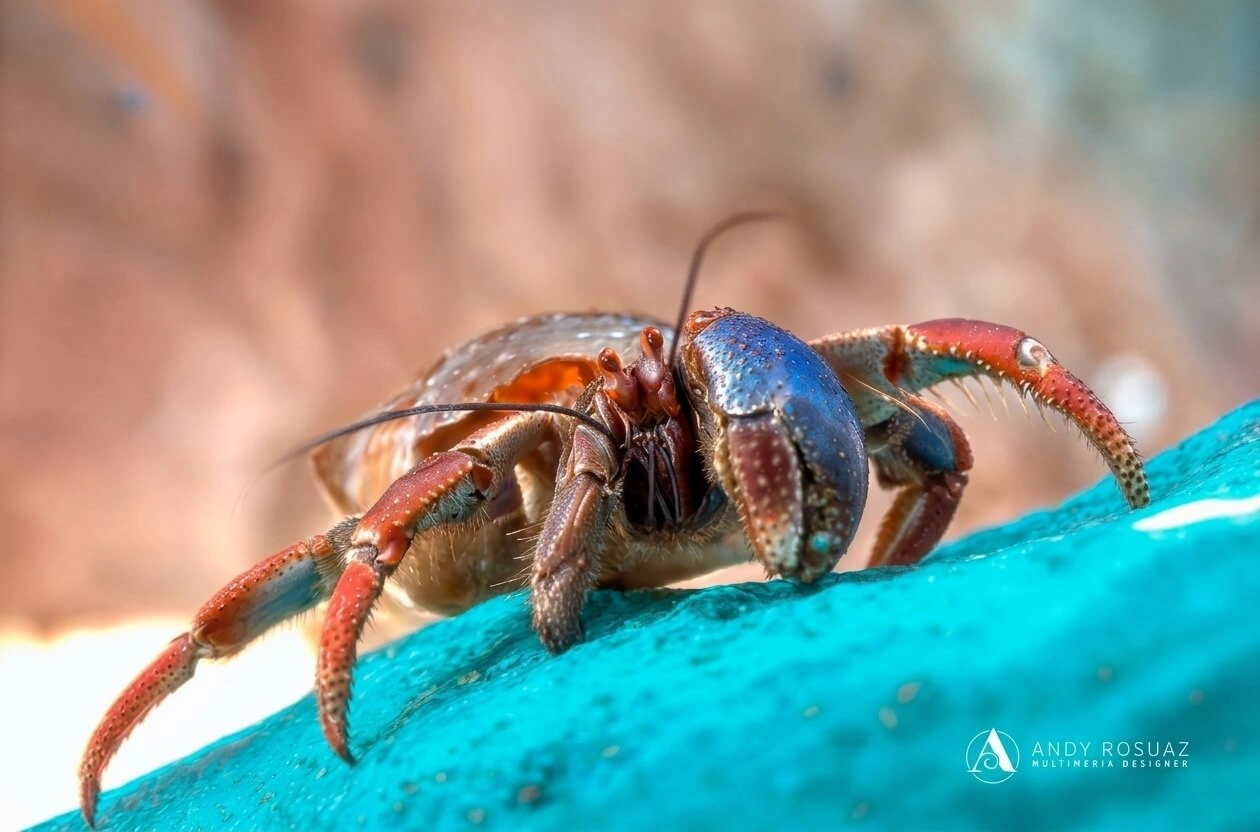 Cangrejo ermitano fotografia macro playa — Andrés Rodríguez Suazo